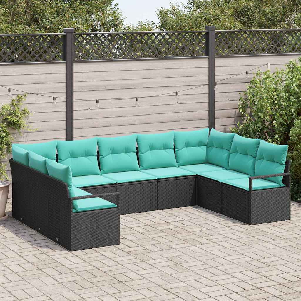 Sofa Set 9 stk. Schwarz [Synthetisch]: Poly Rattan
