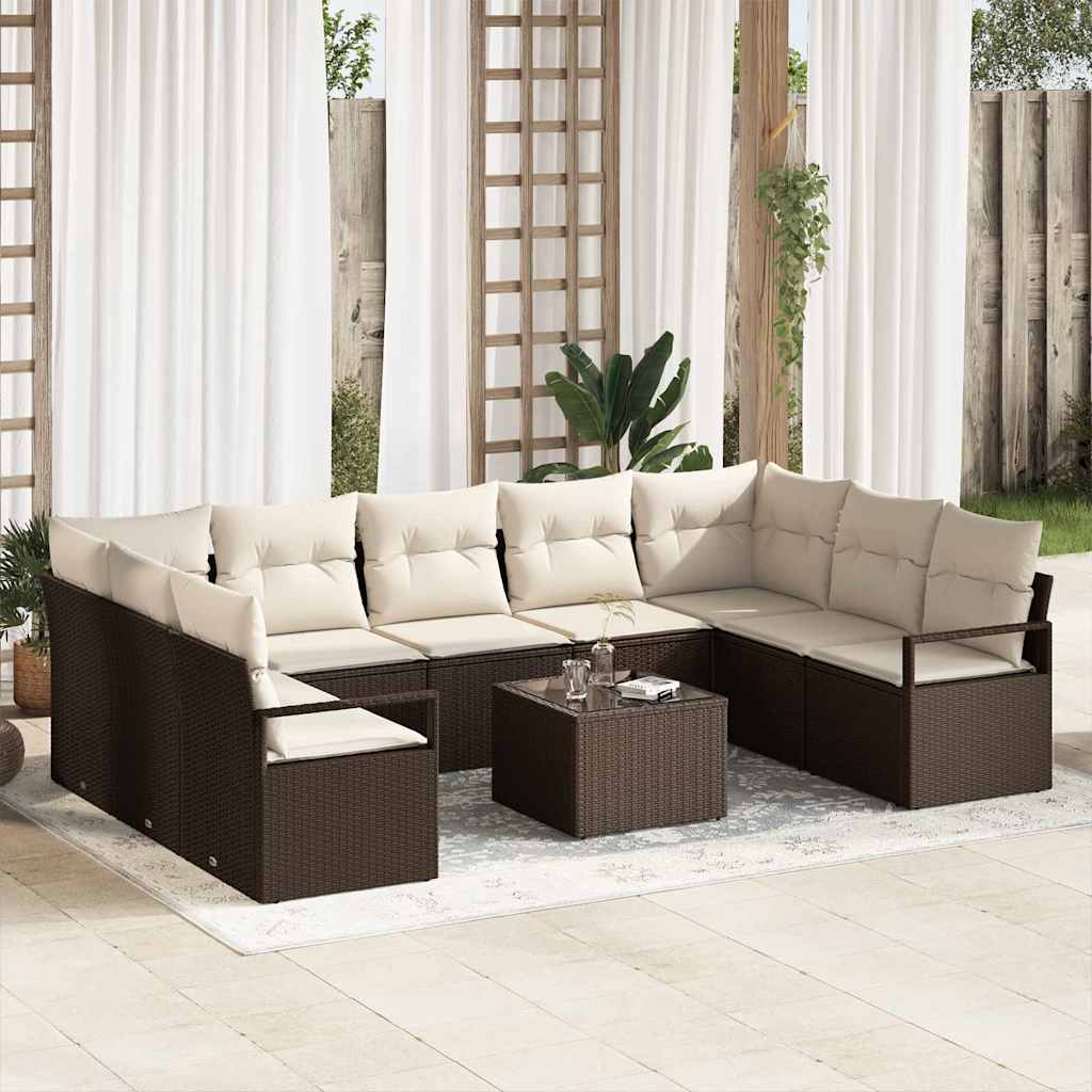 Sofa Set 10 stk. Braun [Synthetisch]: Poly Rattan