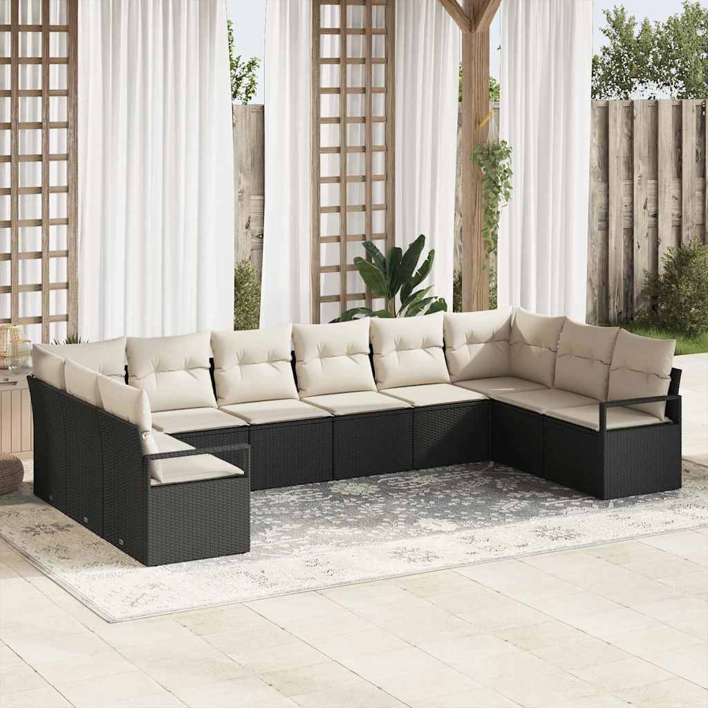 Sofa Set 10 stk. Schwarz [Synthetisch]: Poly Rattan