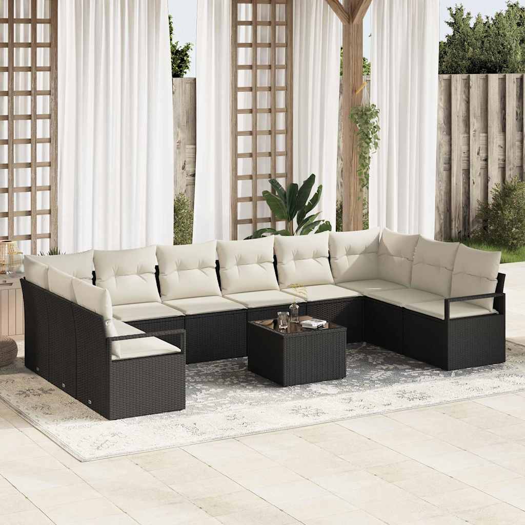 Sofa Set 11 stk. Schwarz [Synthetisch]: Poly Rattan