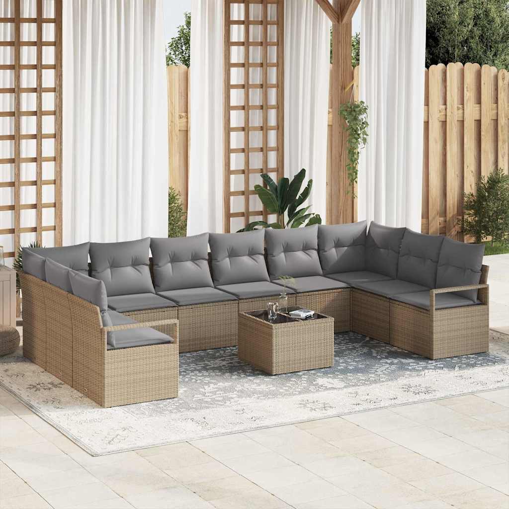 Sofa Set 11 stk. Beige [Synthetisch]: Poly Rattan