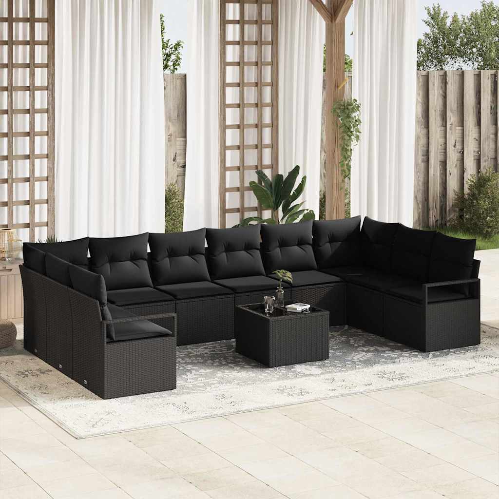 Sofa Set 11 stk. Schwarz [Synthetisch]: Poly Rattan