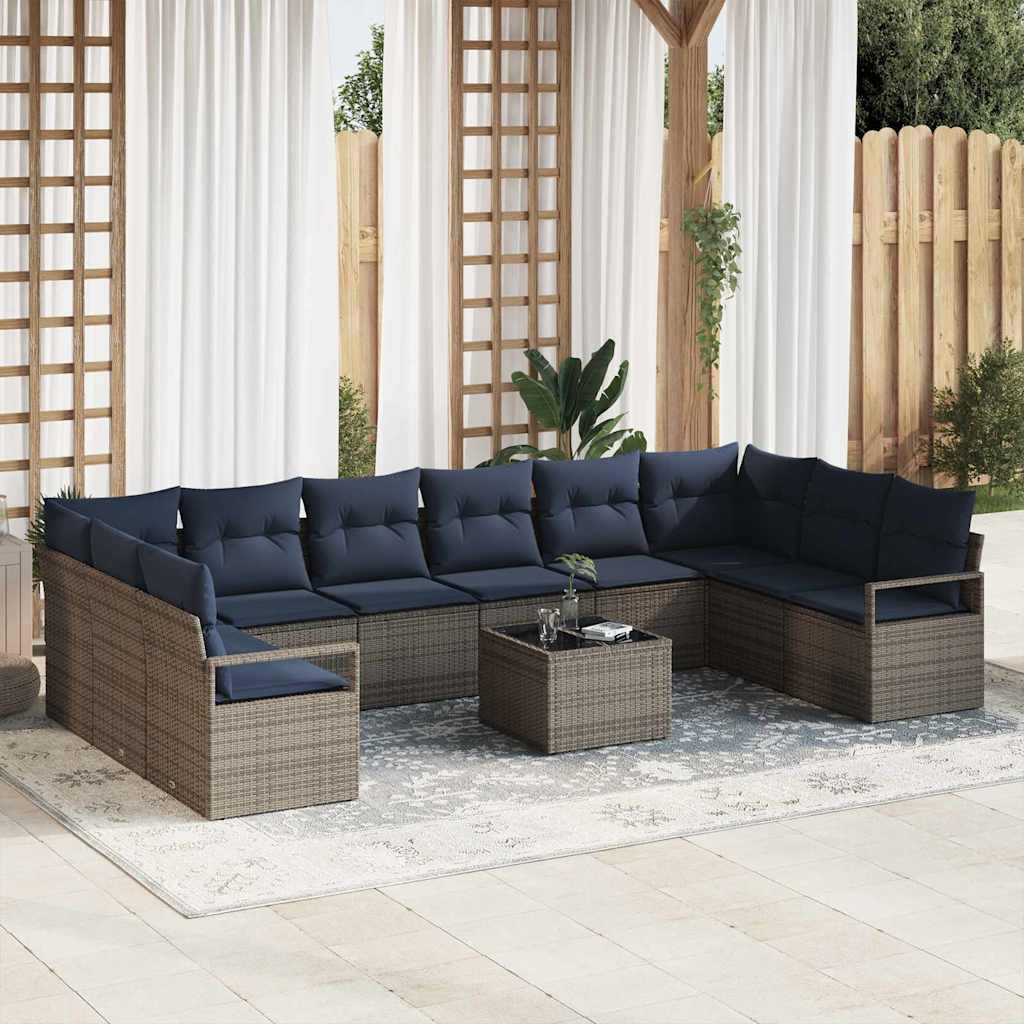 Sofa Set 11 stk. Grau [Synthetisch]: Poly Rattan