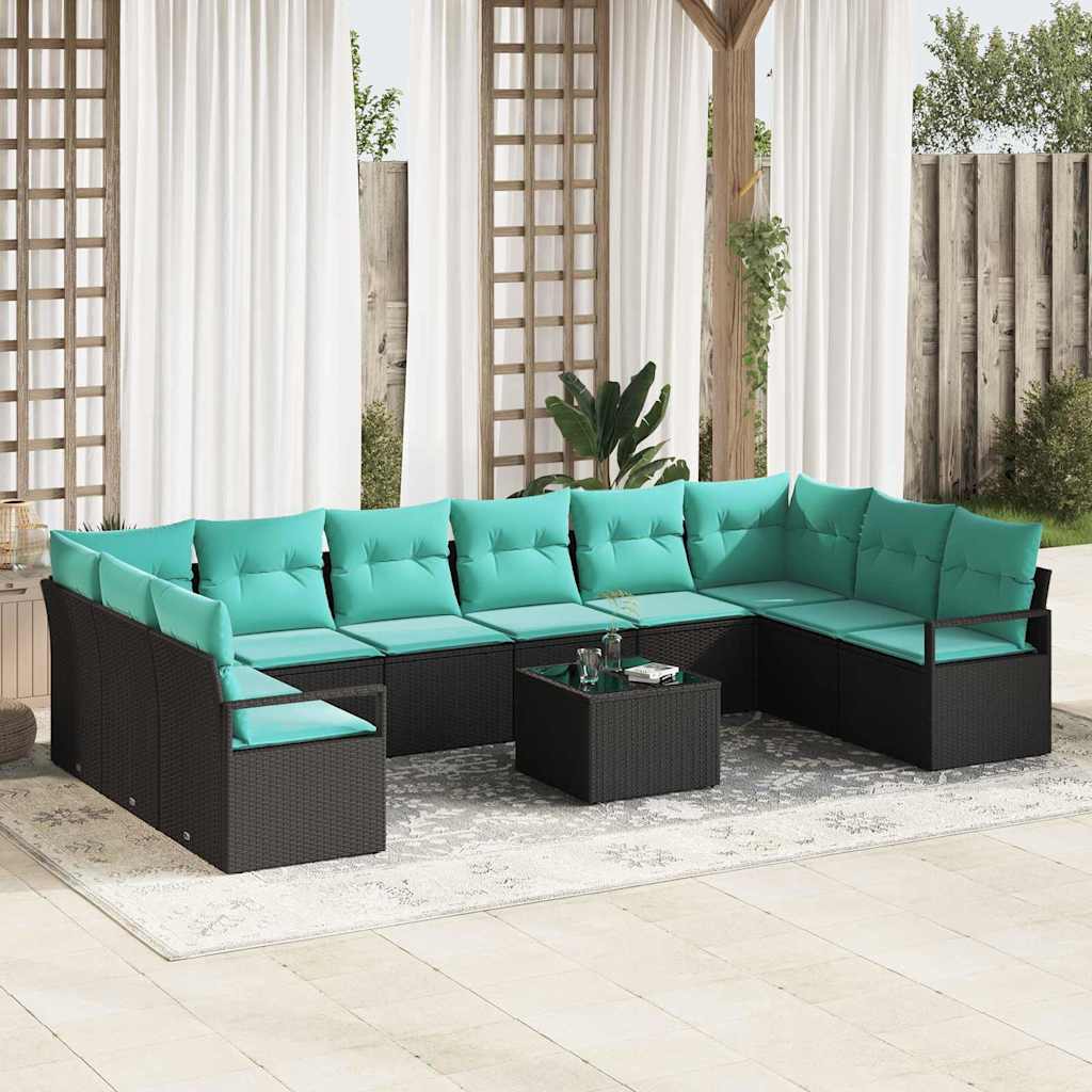 Sofa Set 11 stk. Schwarz [Synthetisch]: Poly Rattan