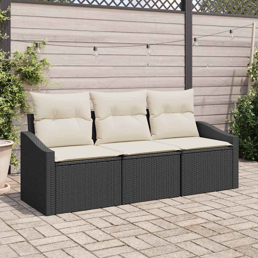 Sofa Set 3 stk. Schwarz [Synthetisch]: Poly Rattan