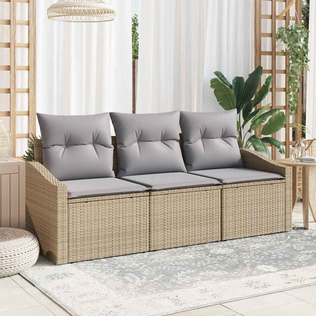 Sofa Set 3 stk. Beige [Synthetisch]: Poly Rattan