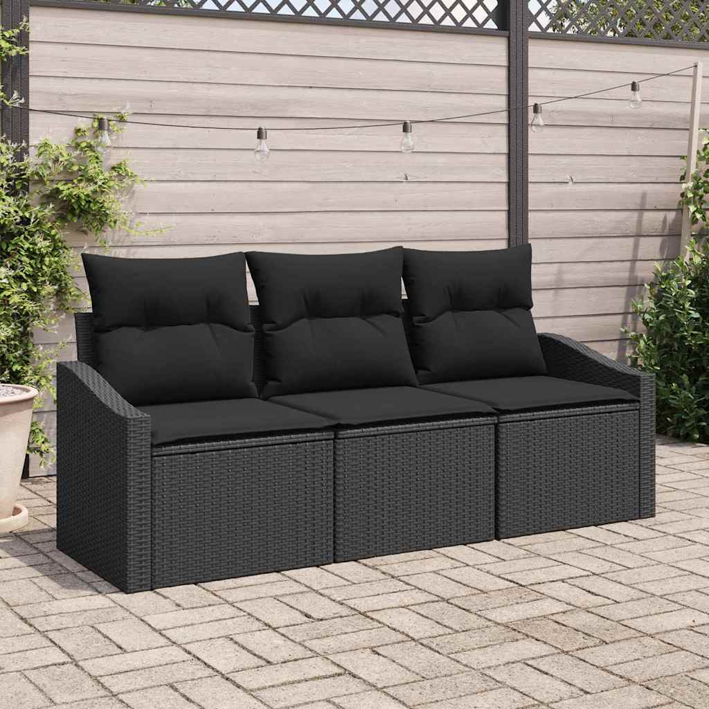 Sofa Set 3 stk. Schwarz [Synthetisch]: Poly Rattan