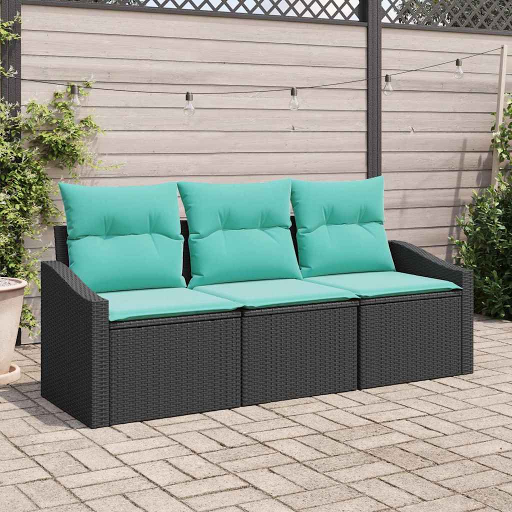 Sofa Set 3 stk. Schwarz [Synthetisch]: Poly Rattan