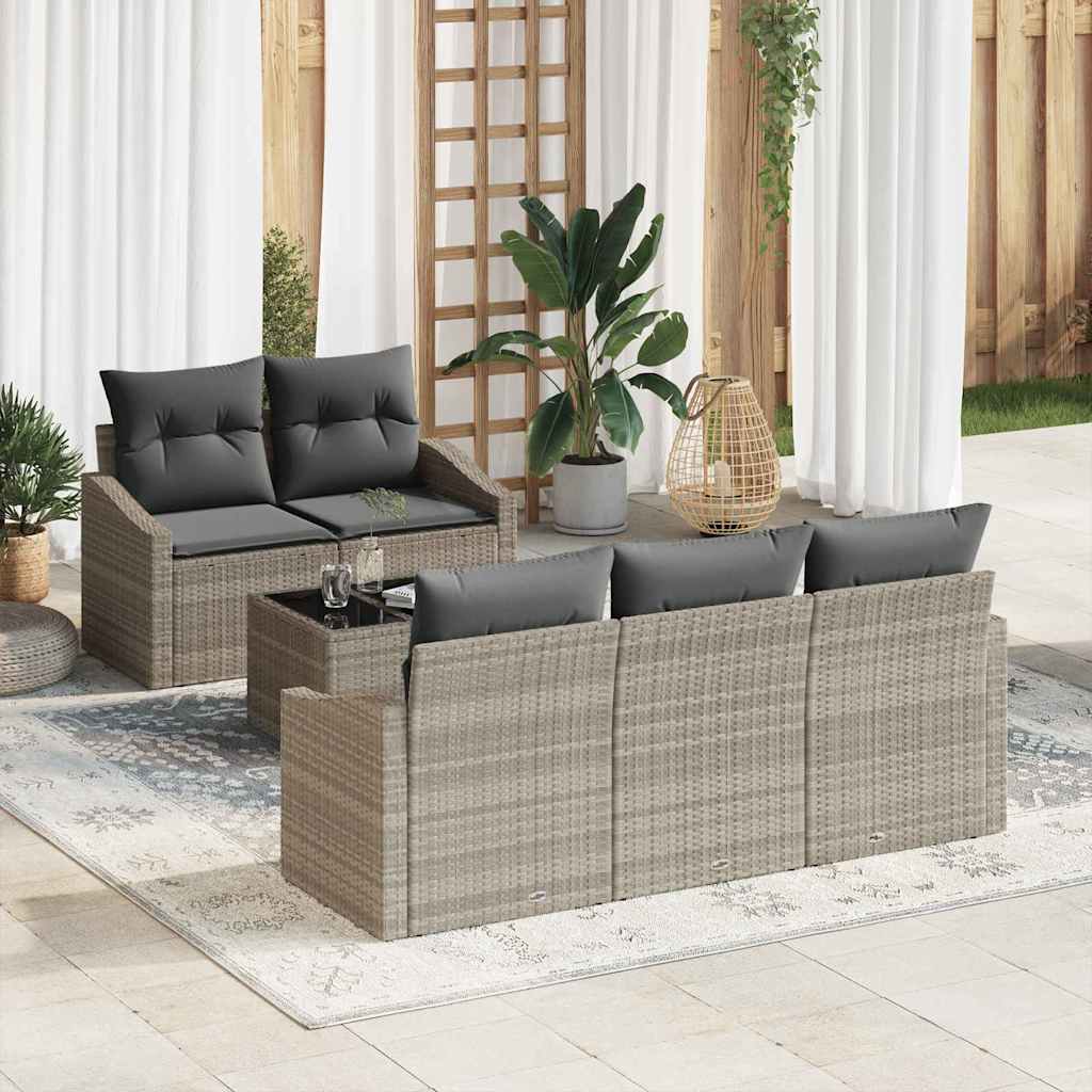 Sofa Set 6 stk. Hellgrau [Synthetisch]: Poly Rattan