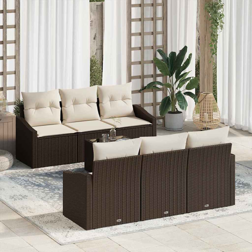 Sofa Set 7 stk. Braun und Creme [Synthetisch]: Poly Rattan