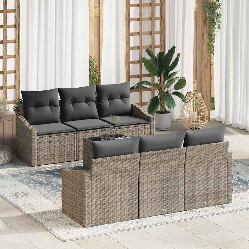 Sofa Set 7 stk. Grau [Synthetisch]: Poly Rattan