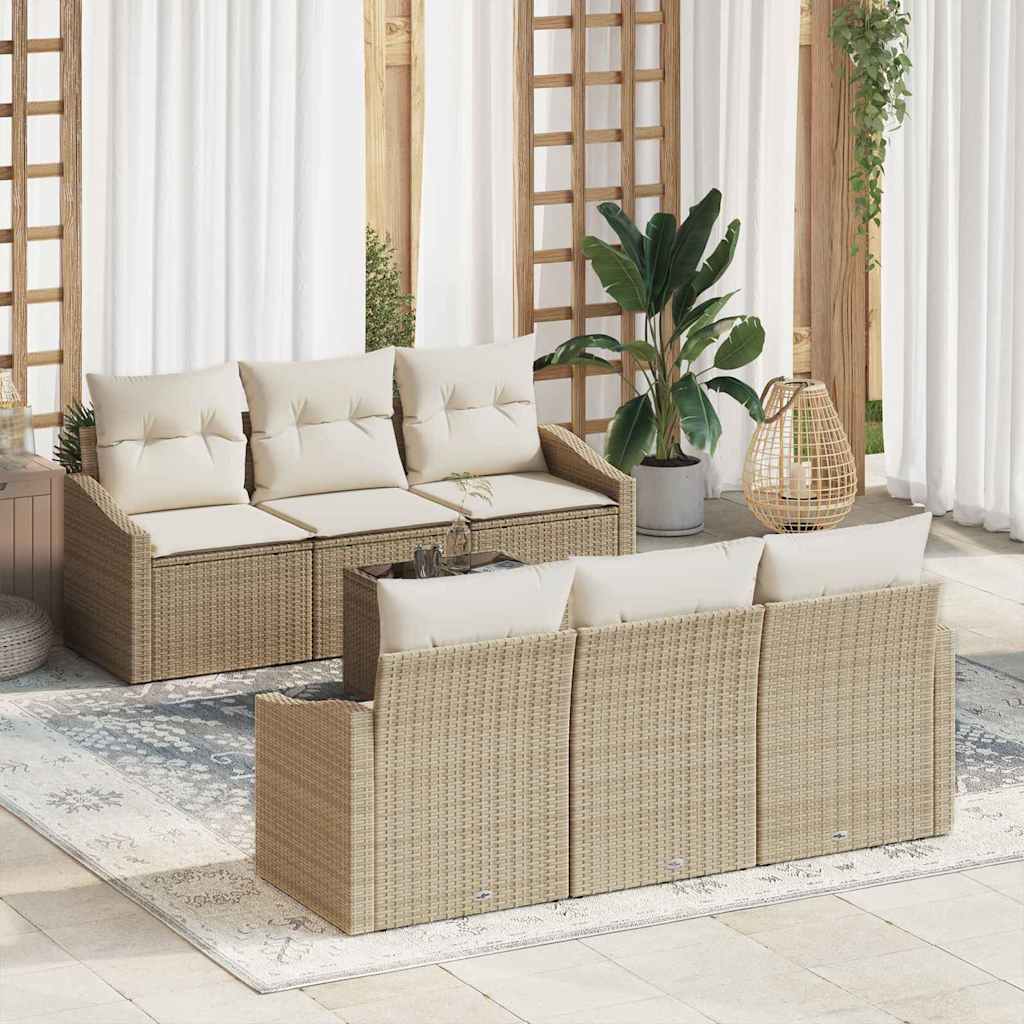 Sofa Set 7 stk. Beige und Creme [Synthetisch]: Poly Rattan