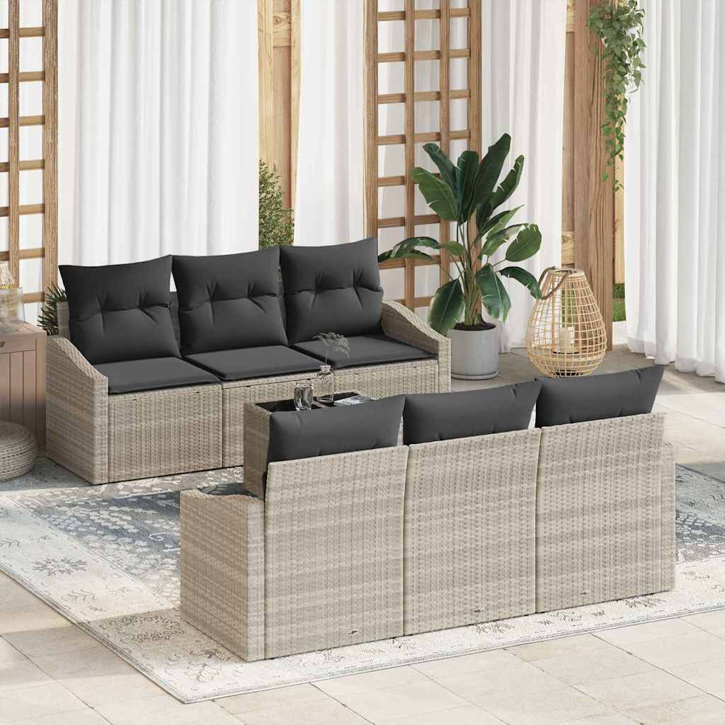 Sofa Set 7 stk. Hellgrau [Synthetisch]: Poly Rattan