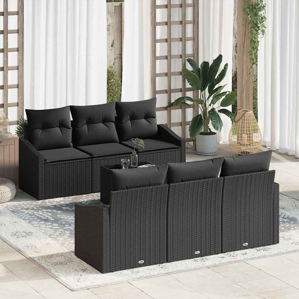 Sofa Set 7 stk. Schwarz [Synthetisch]: Poly Rattan