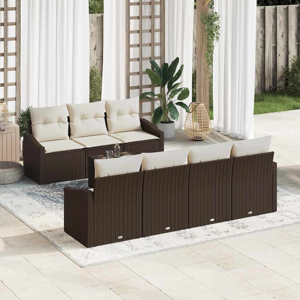 Sofa Set 8 stk. Braun und Creme [Synthetisch]: Poly Rattan