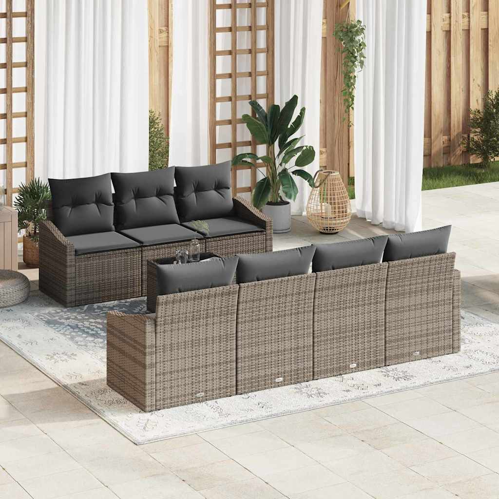 Sofa Set 8 stk. Grau [Synthetisch]: Poly Rattan