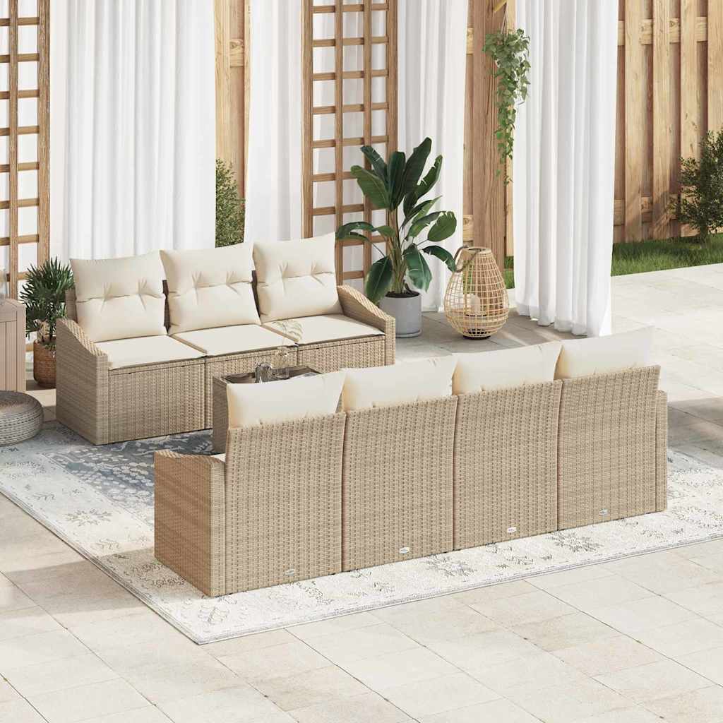 Sofa Set 8 stk. Beige und Creme [Synthetisch]: Poly Rattan