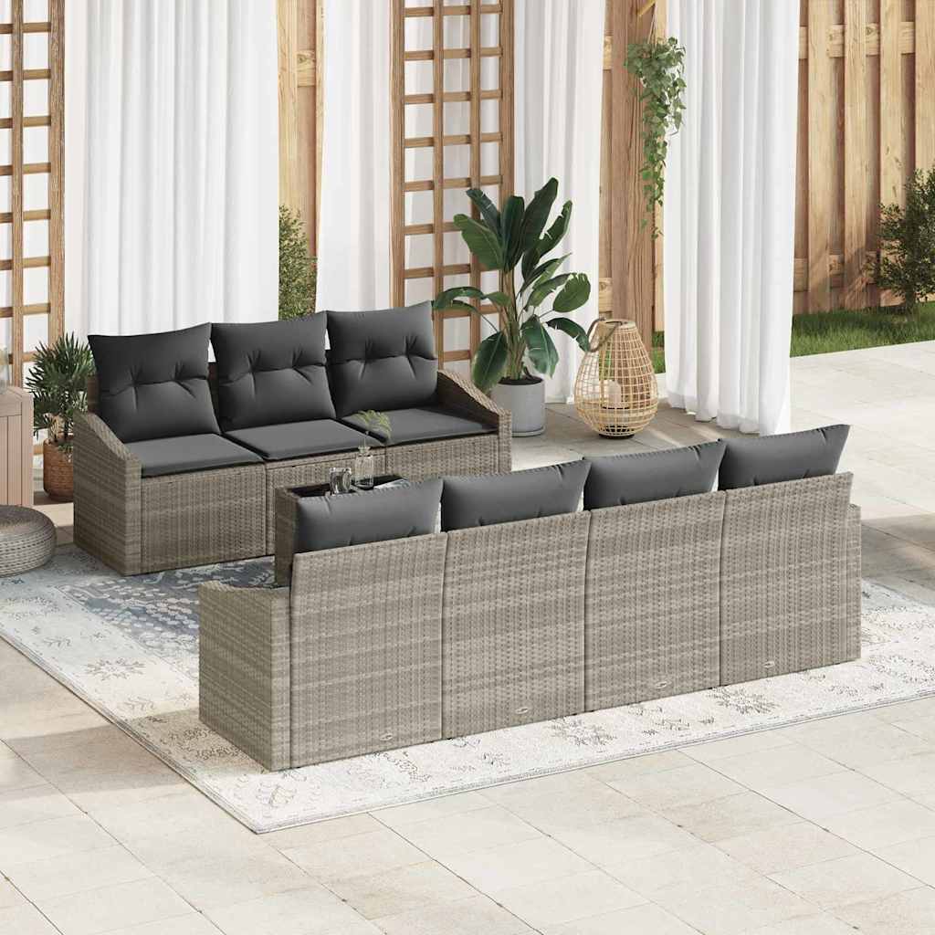 Sofa Set 8 stk. Hellgrau [Synthetisch]: Poly Rattan