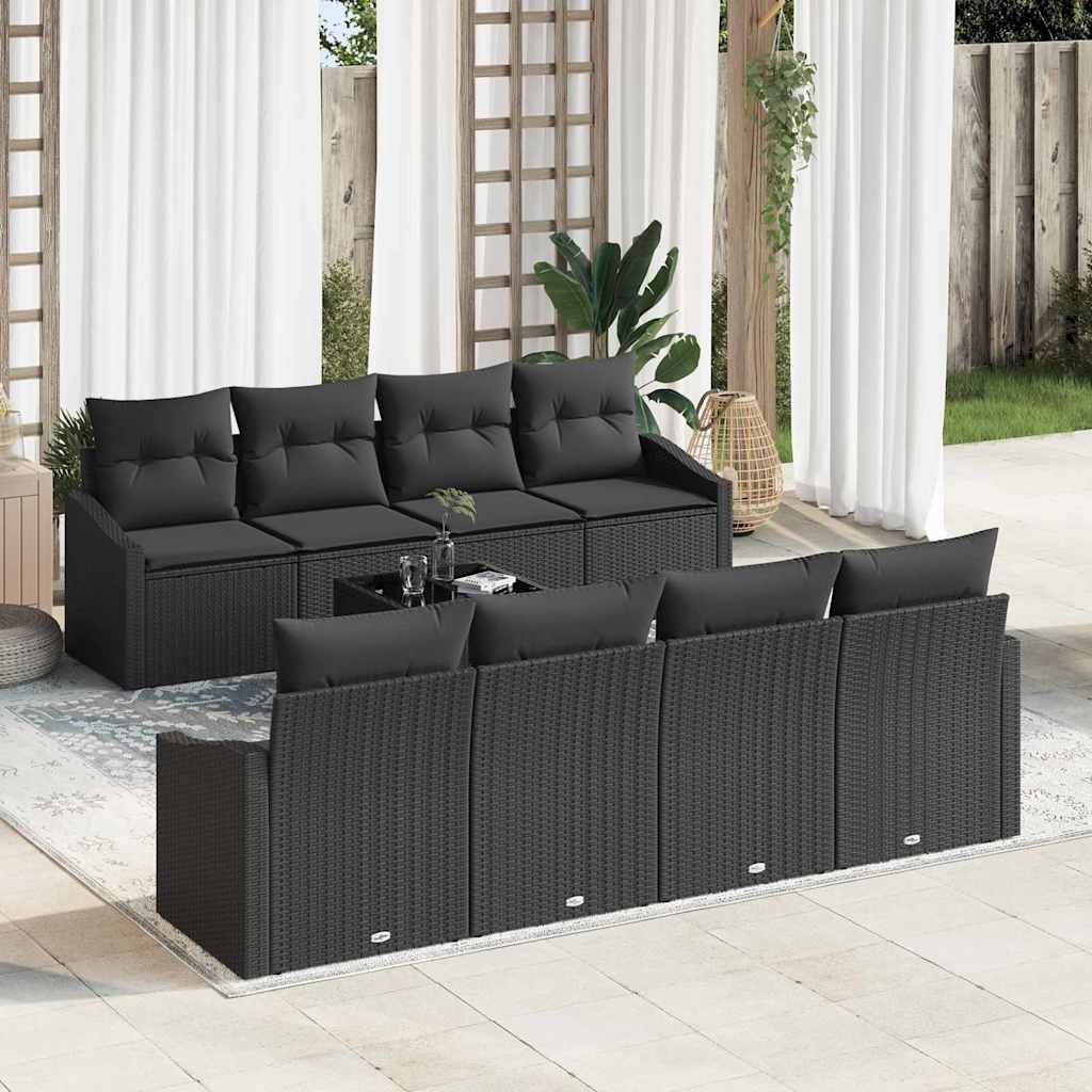 Sofa Set 9 stk. Schwarz [Synthetisch]: Poly Rattan