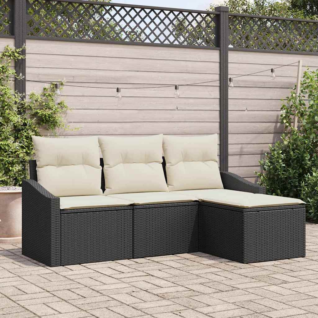 Sofa Set 4 stk. Schwarz [Synthetisch]: Poly Rattan