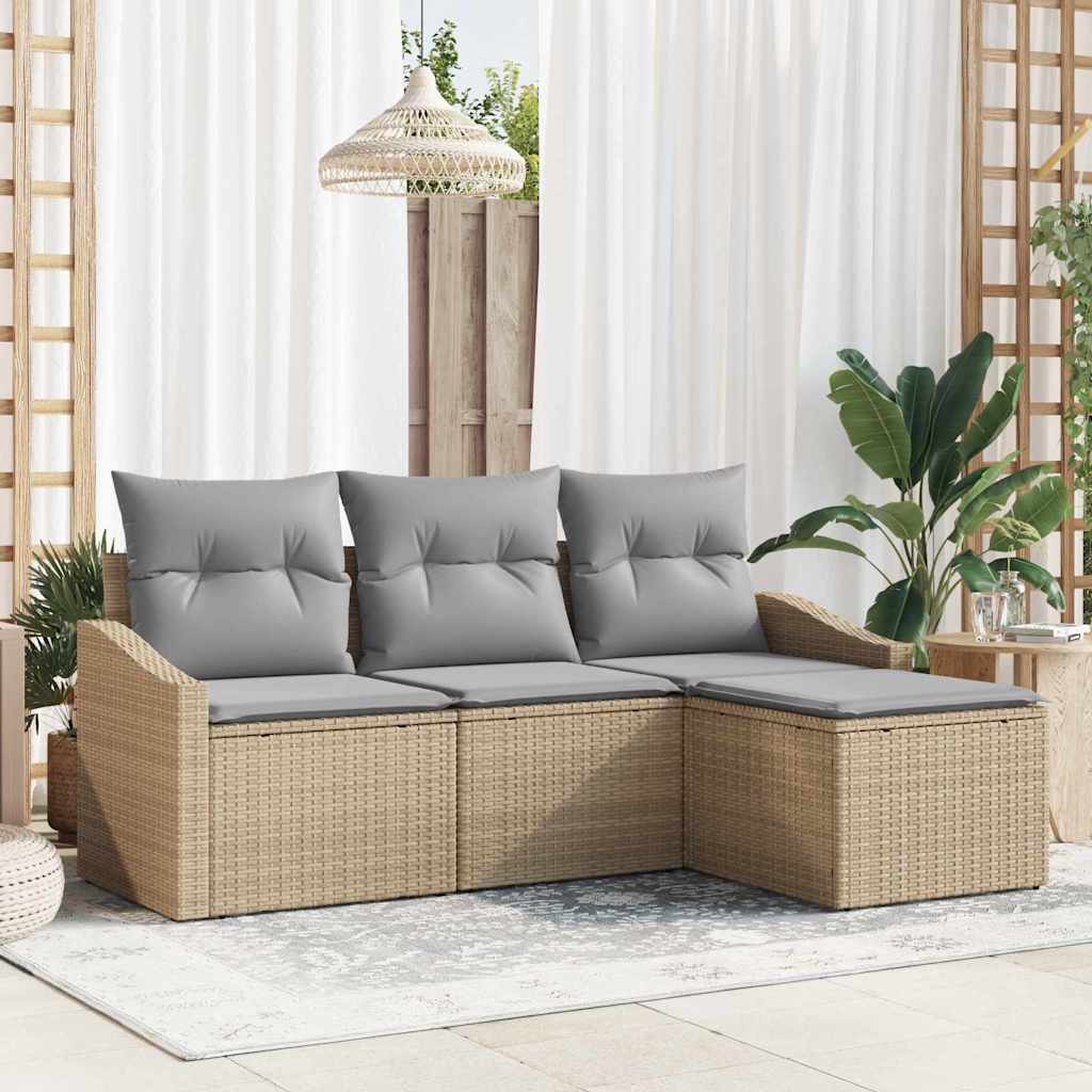 Sofa Set 4 stk. Beige [Synthetisch]: Poly Rattan