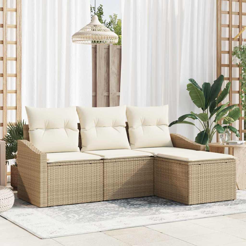 Sofa Set 4 stk. Beige [Synthetisch]: Poly Rattan