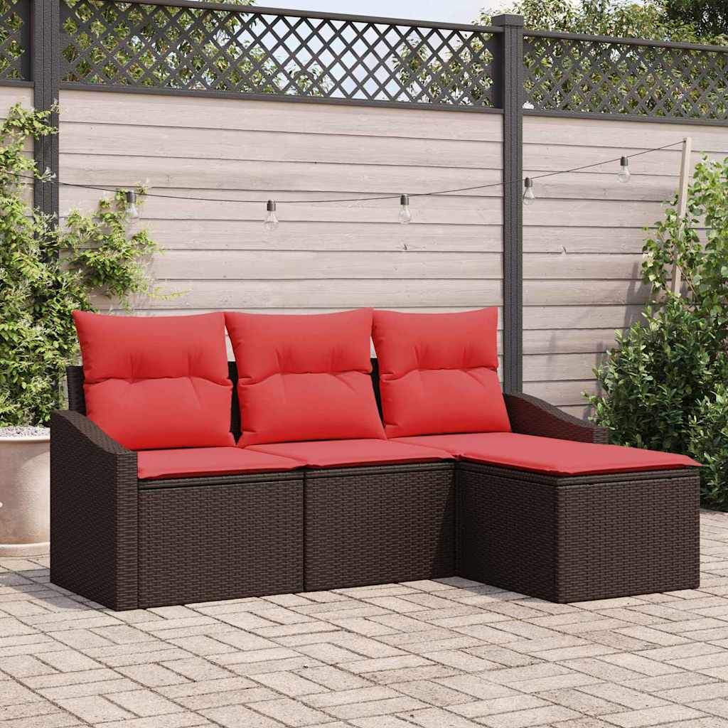 Sofa Set 4 stk. Braun [Synthetisch]: Poly Rattan