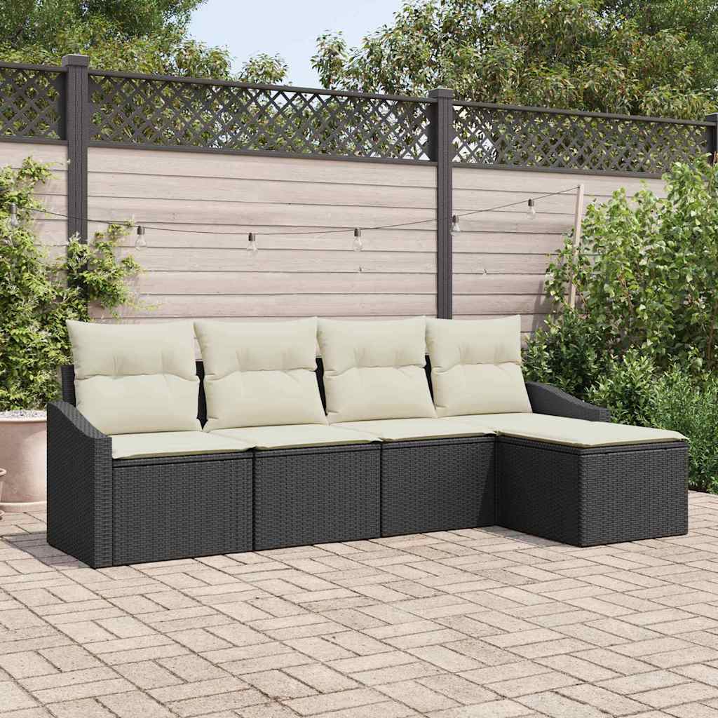 Sofa Set 5 stk. Schwarz [Synthetisch]: Poly Rattan
