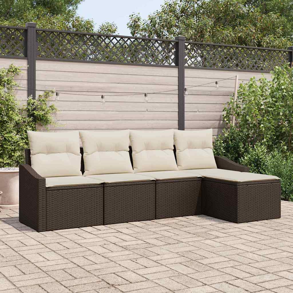 Sofa Set 5 stk. Braun [Synthetisch]: Poly Rattan