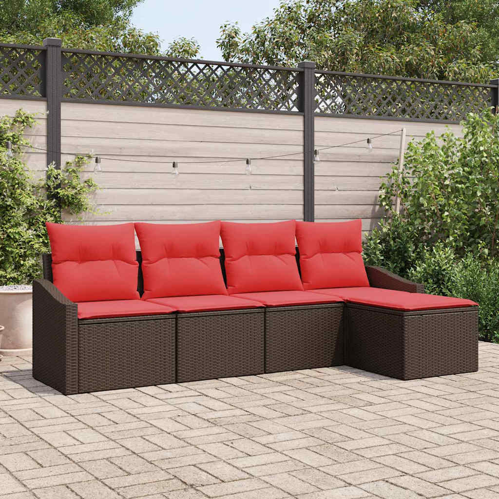 Sofa Set 5 stk. Braun [Synthetisch]: Poly Rattan