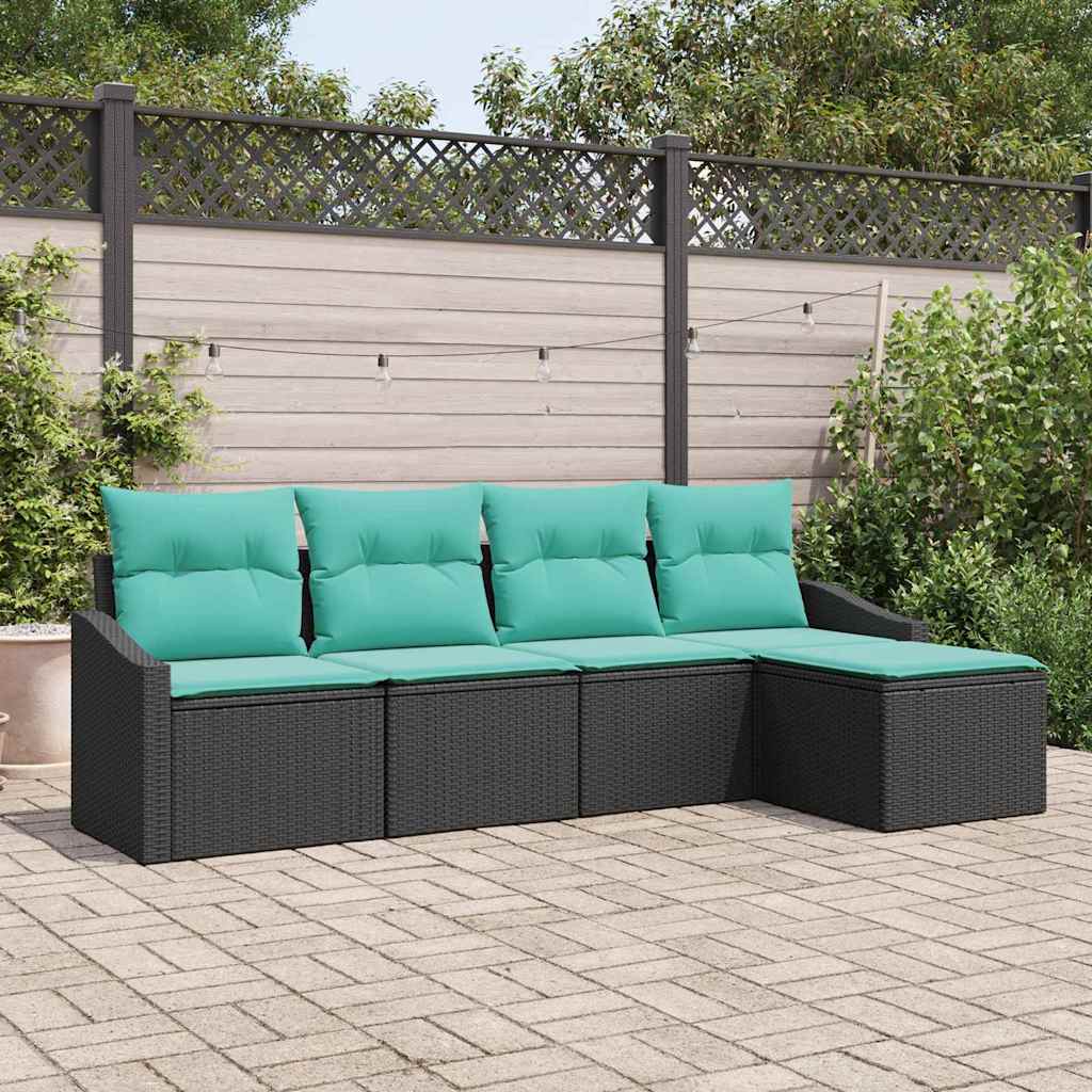 Sofa Set 5 stk. Schwarz [Synthetisch]: Poly Rattan