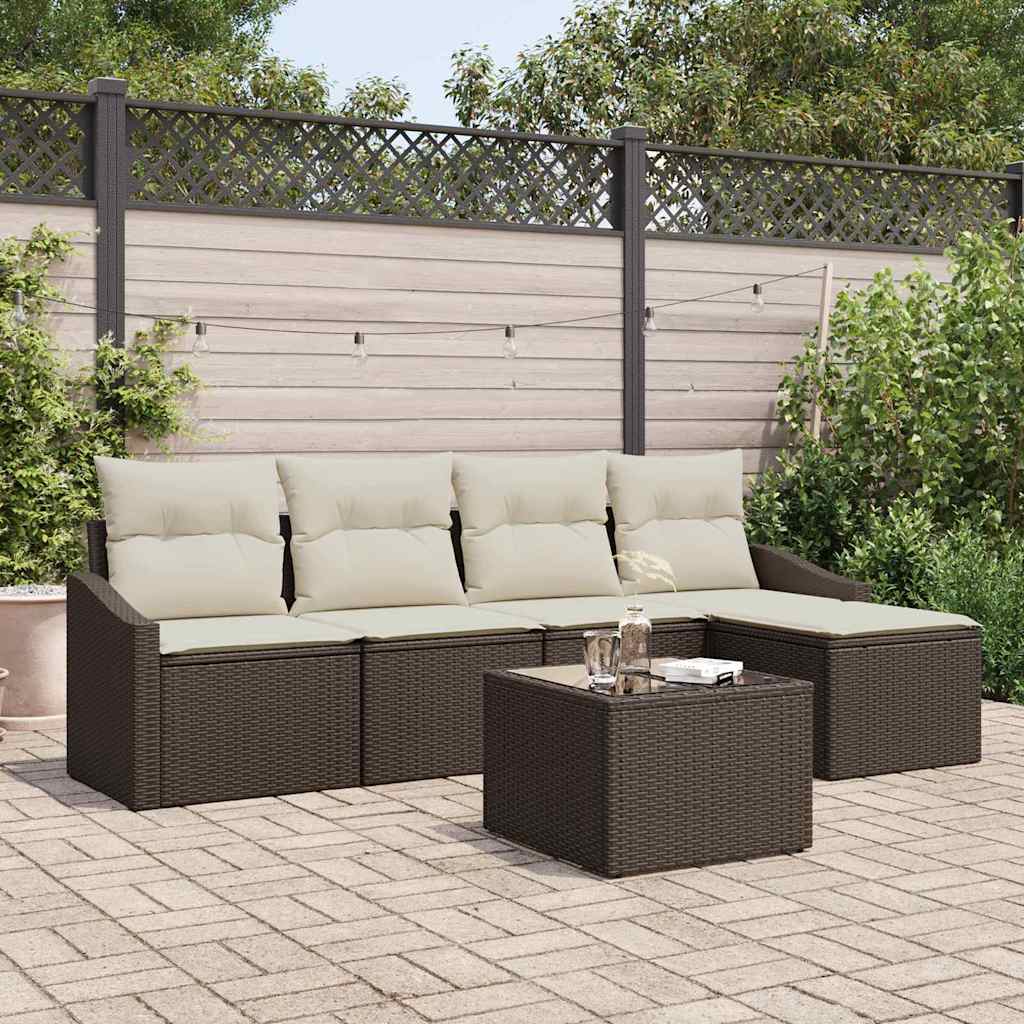 Sofa Set 6 stk. Braun [Synthetisch]: Poly Rattan