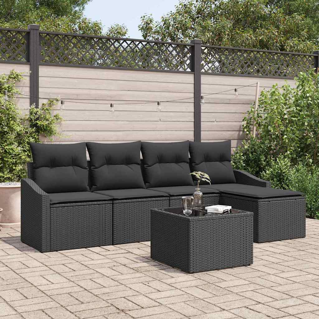 Sofa Set 6 stk. Schwarz [Synthetisch]: Poly Rattan