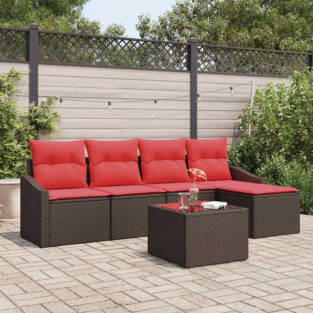 Sofa Set 6 stk. Braun [Synthetisch]: Poly Rattan
