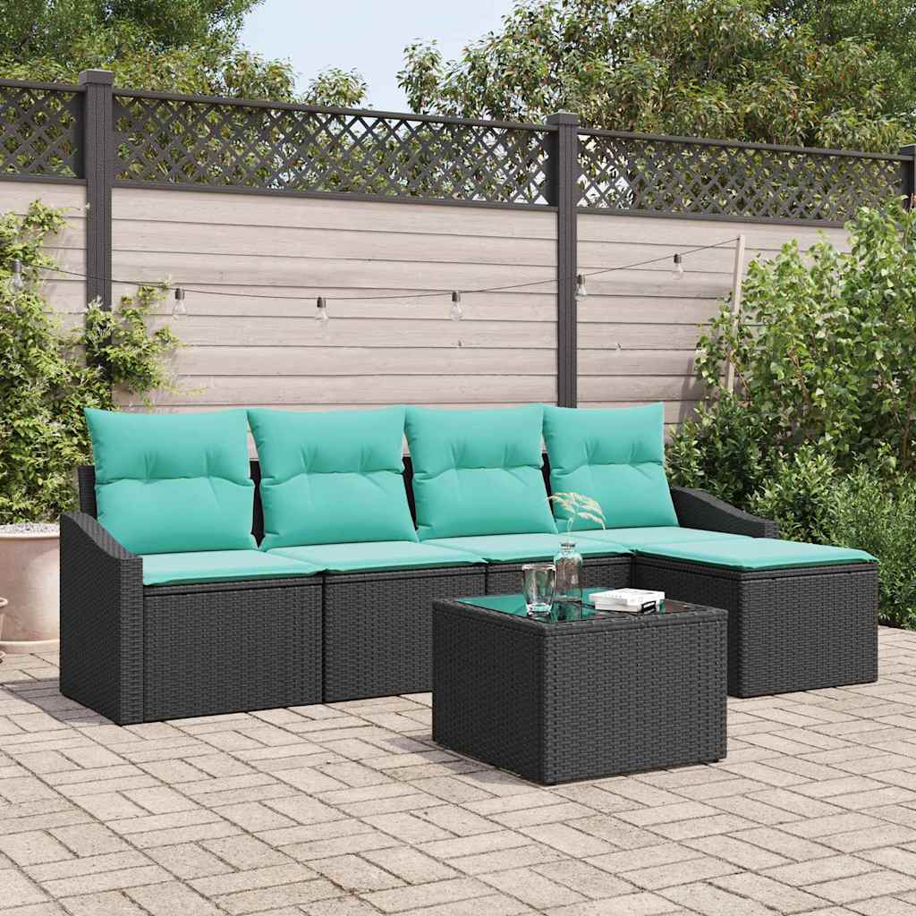 Sofa Set 6 stk. Schwarz [Synthetisch]: Poly Rattan