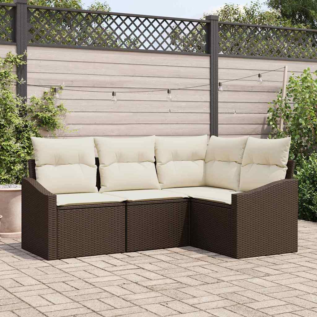 Sofa Set 4 stk. Braun [Synthetisch]: Poly Rattan