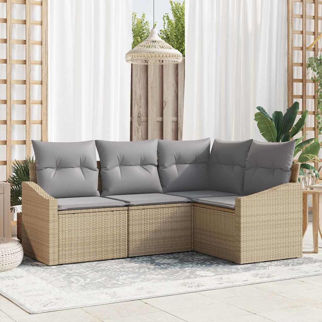 Sofa Set 4 stk. Beige [Synthetisch]: Poly Rattan