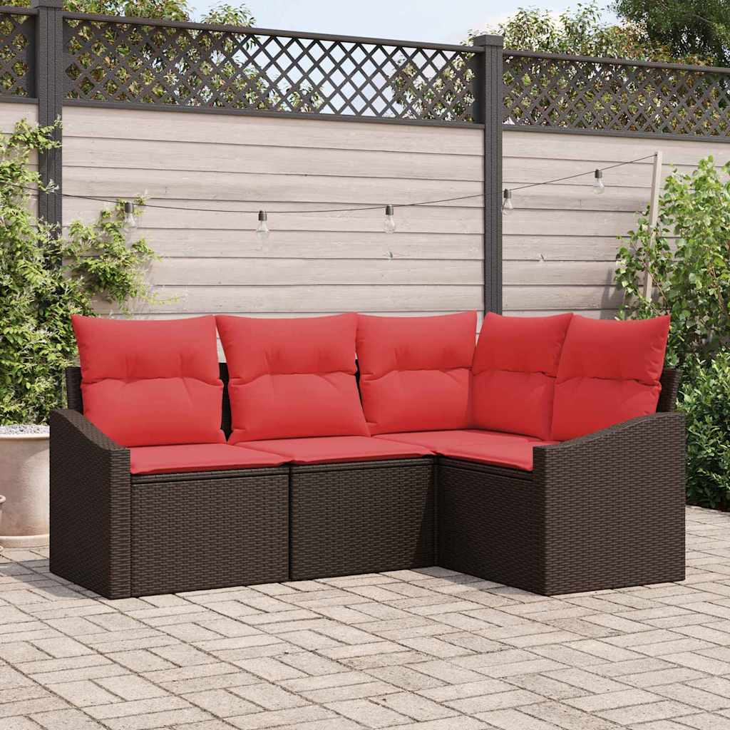 Sofa Set 4 stk. Braun [Synthetisch]: Poly Rattan