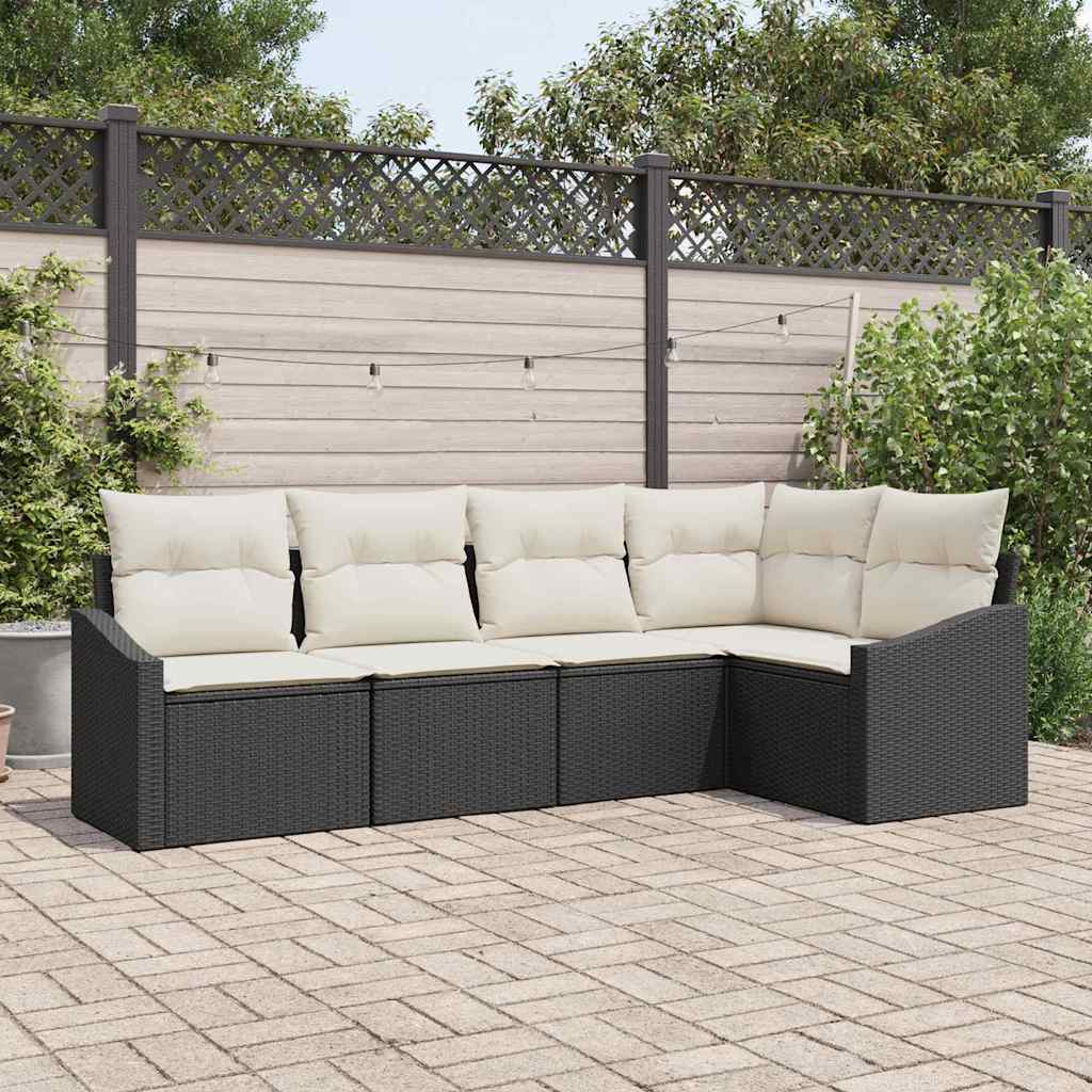 Sofa Set 5 stk. Schwarz [Synthetisch]: Poly Rattan