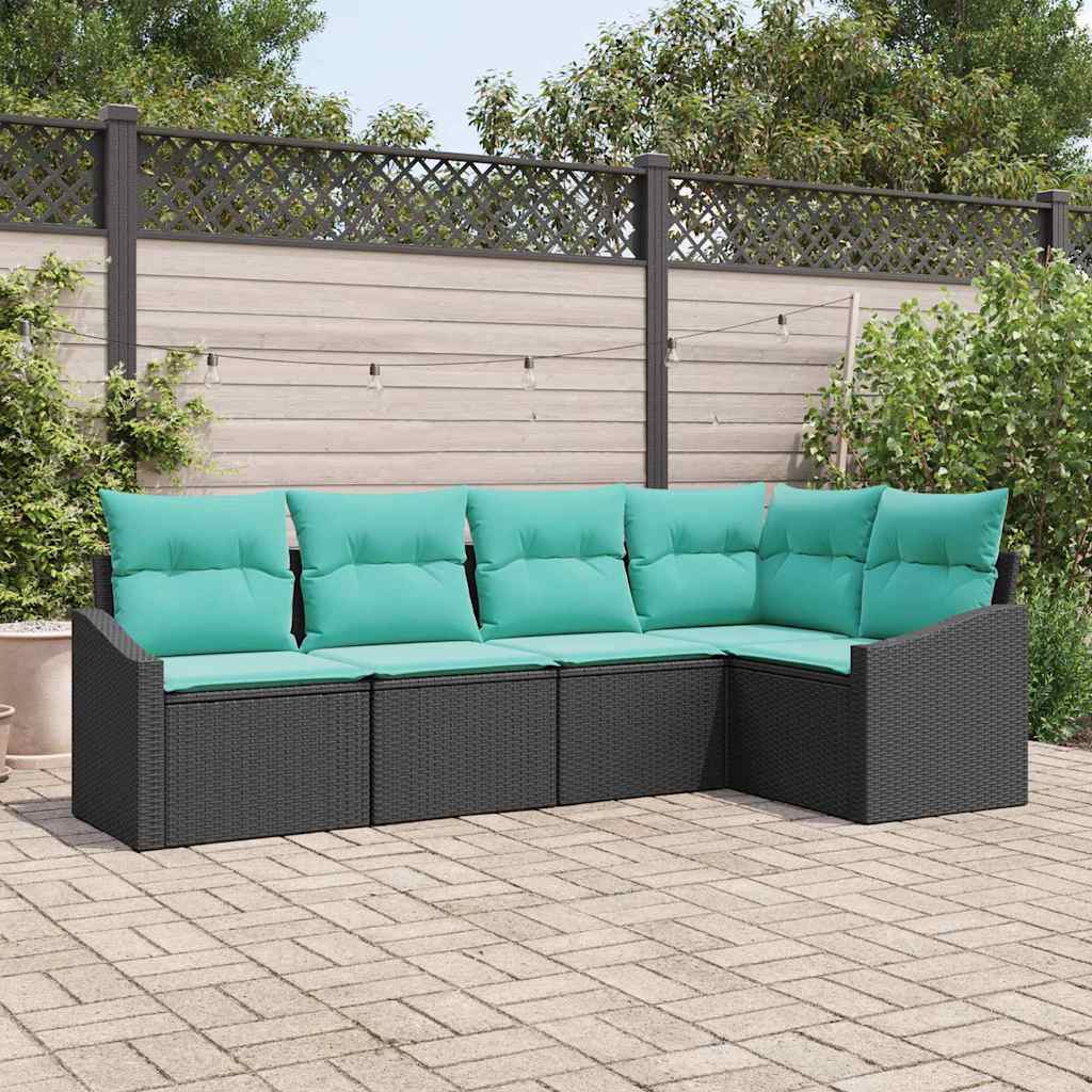 Sofa Set 5 stk. Schwarz [Synthetisch]: Poly Rattan