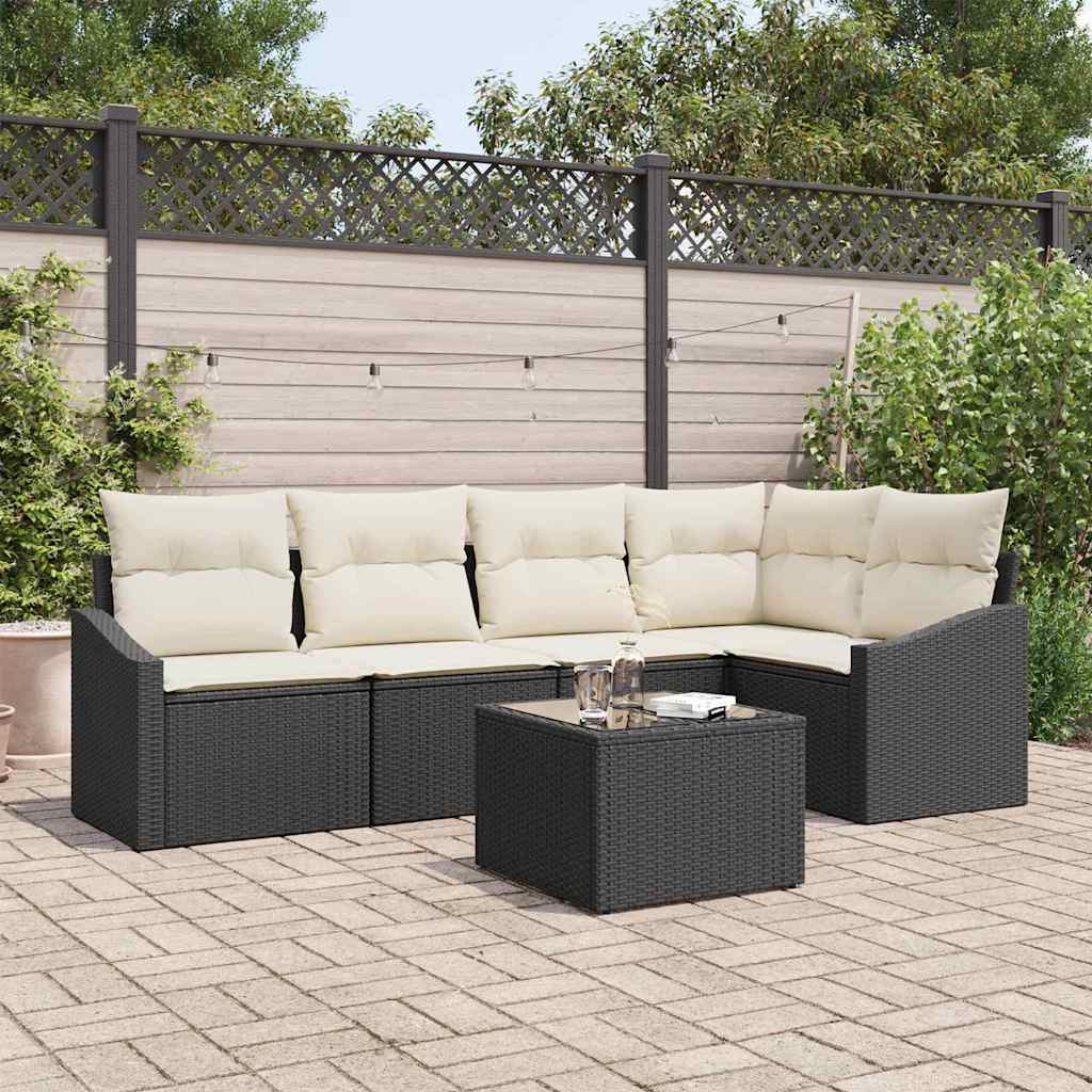 Sofa Set 6 stk. Schwarz [Synthetisch]: Poly Rattan