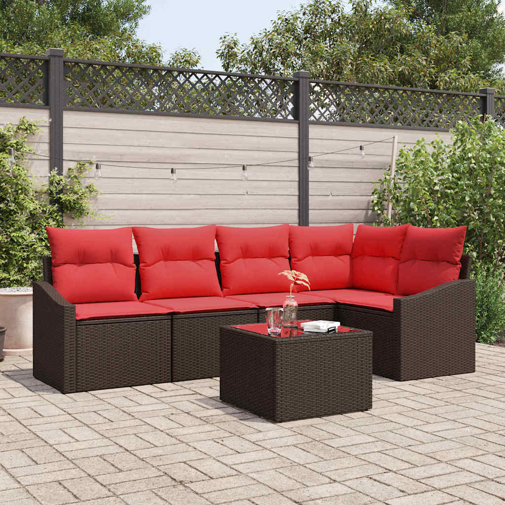 Sofa Set 6 stk. Braun [Synthetisch]: Poly Rattan