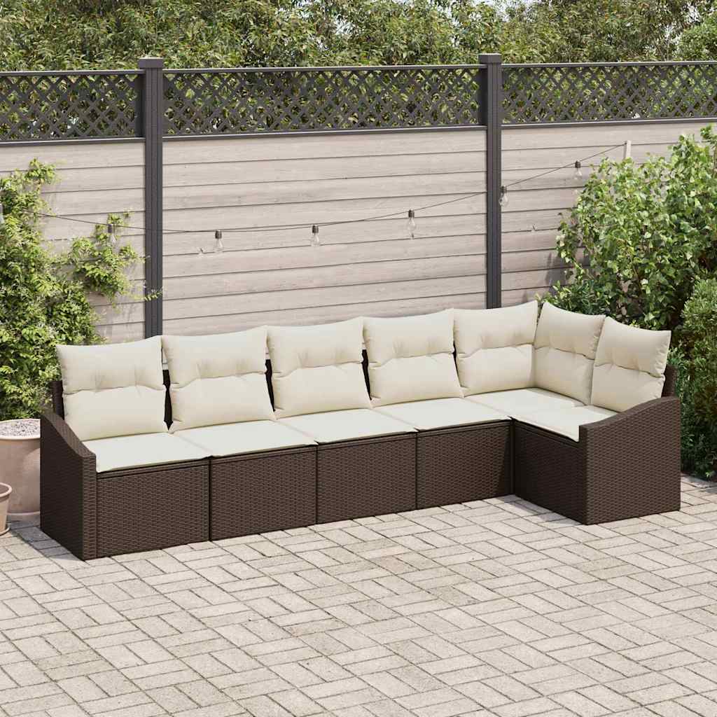 Sofa Set 6 stk. Braun [Synthetisch]: Poly Rattan