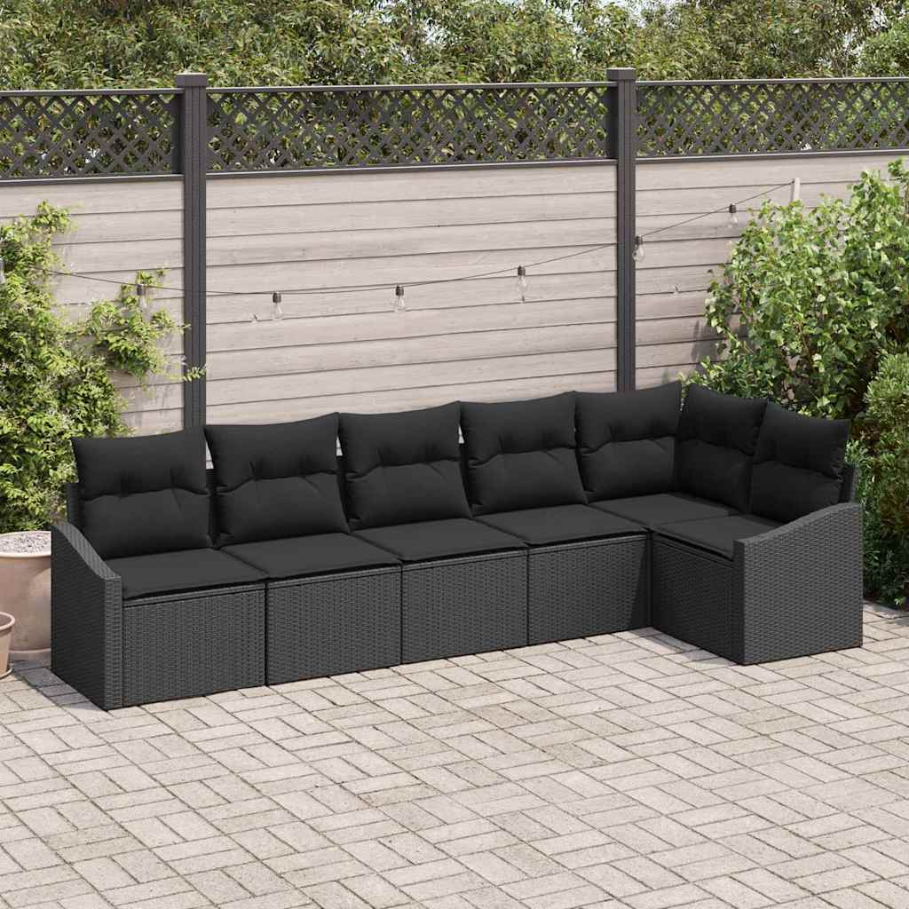 Sofa Set 6 stk. Schwarz [Synthetisch]: Poly Rattan