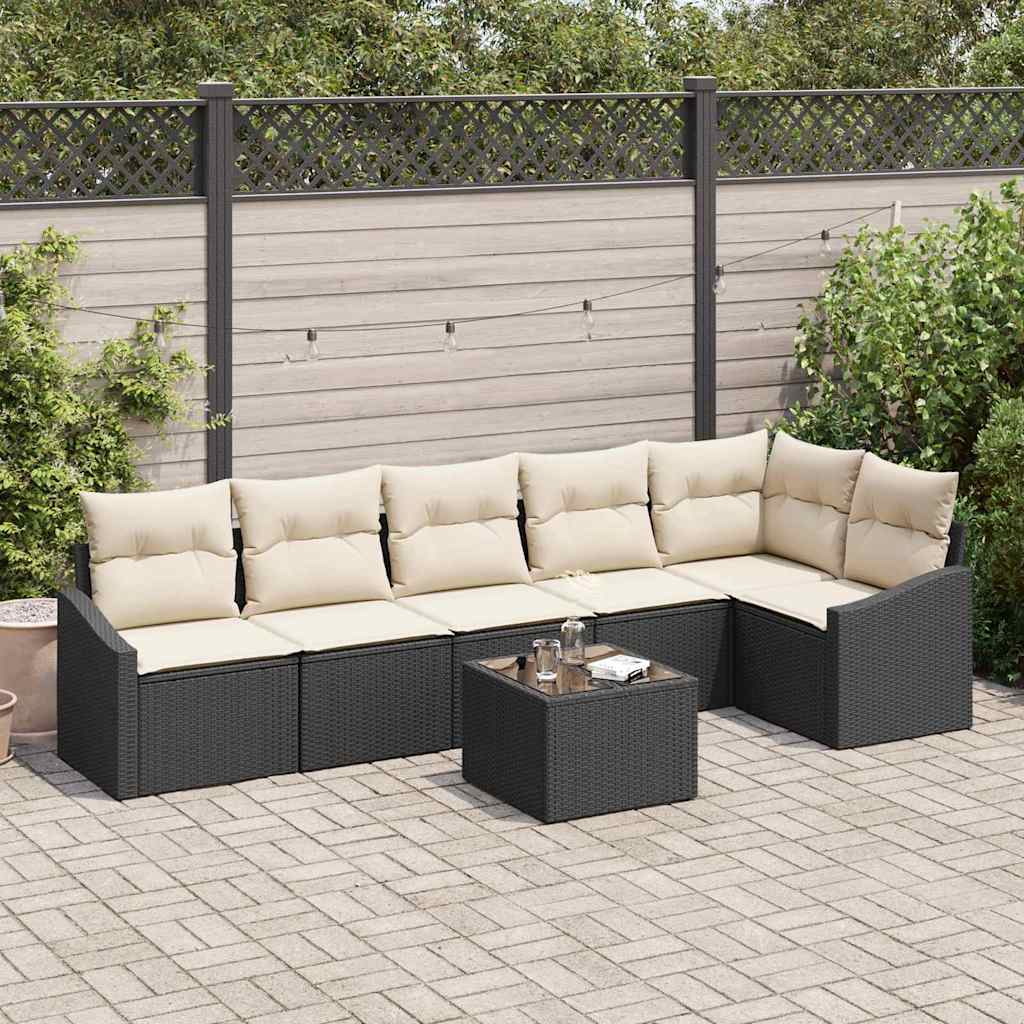 Sofa Set 7 stk. Schwarz [Synthetisch]: Poly Rattan