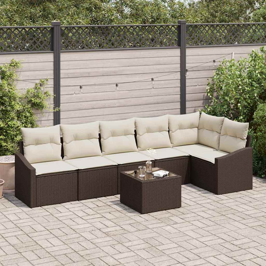 Sofa Set 7 stk. Braun [Synthetisch]: Poly Rattan