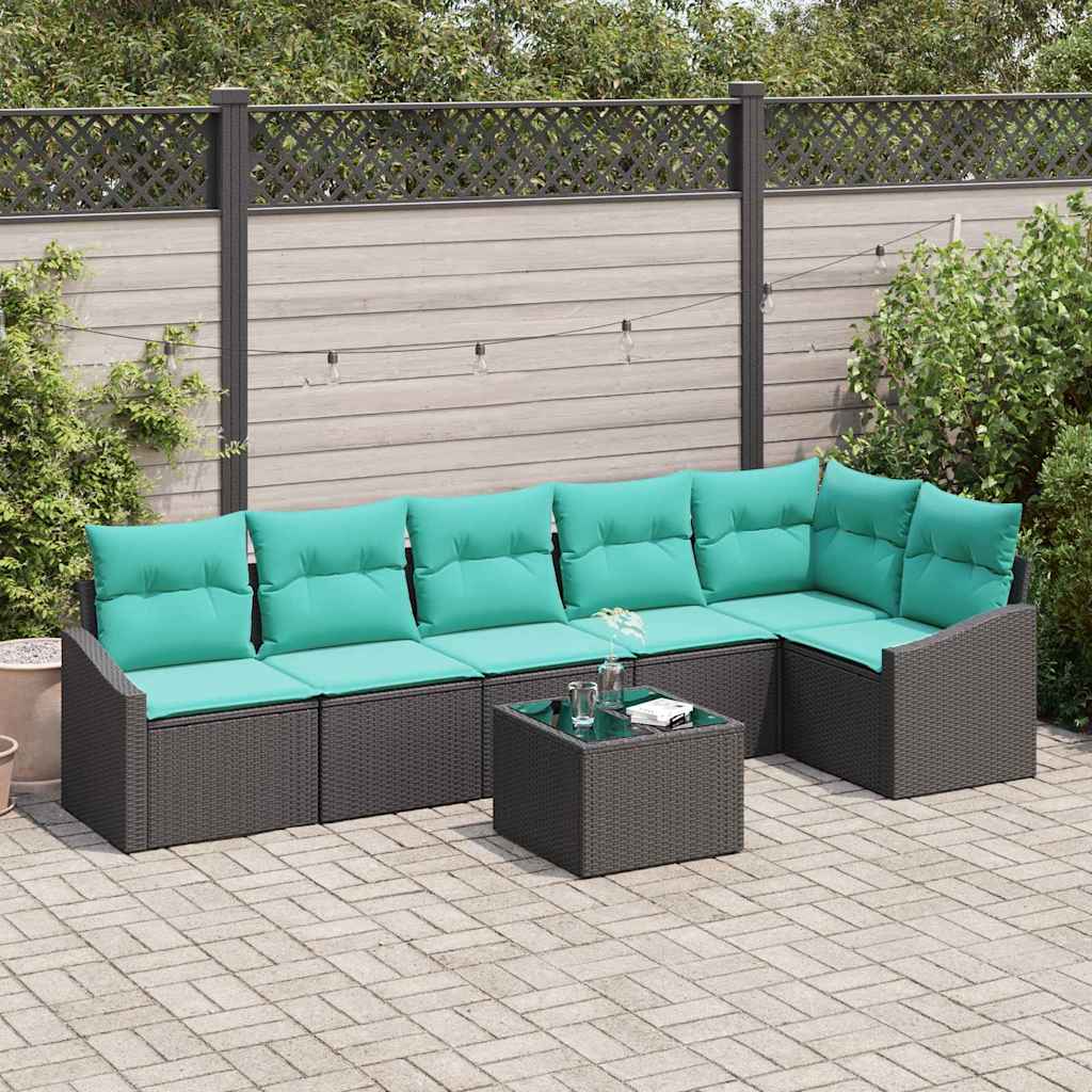 Sofa Set 7 stk. Schwarz [Synthetisch]: Poly Rattan