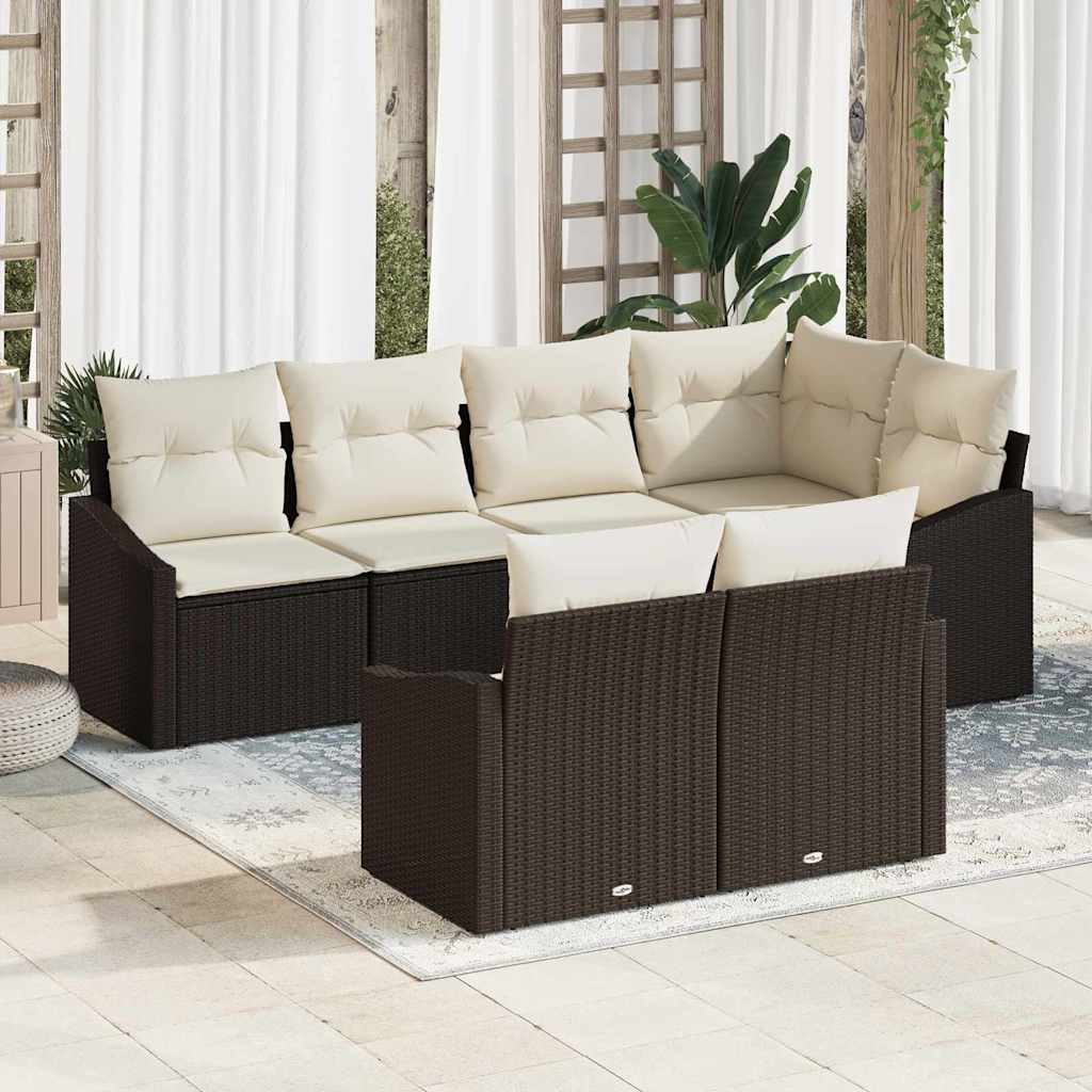 Sofa Set 7 stk. Braun [Synthetisch]: Poly Rattan