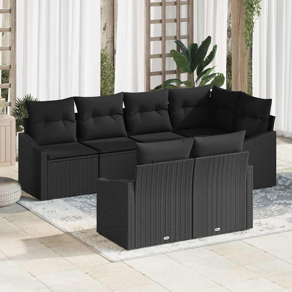 Sofa Set 7 stk. Schwarz [Synthetisch]: Poly Rattan