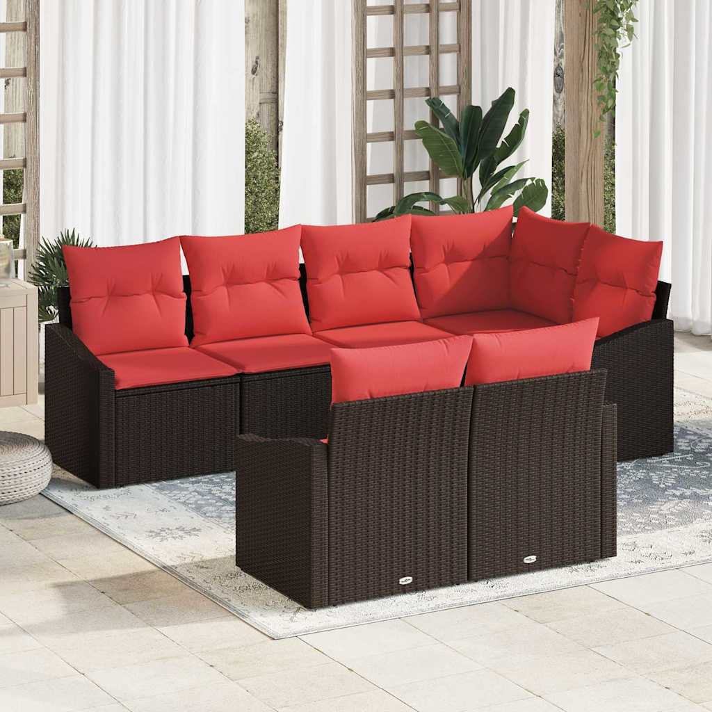 Sofa Set 7 stk. Braun [Synthetisch]: Poly Rattan